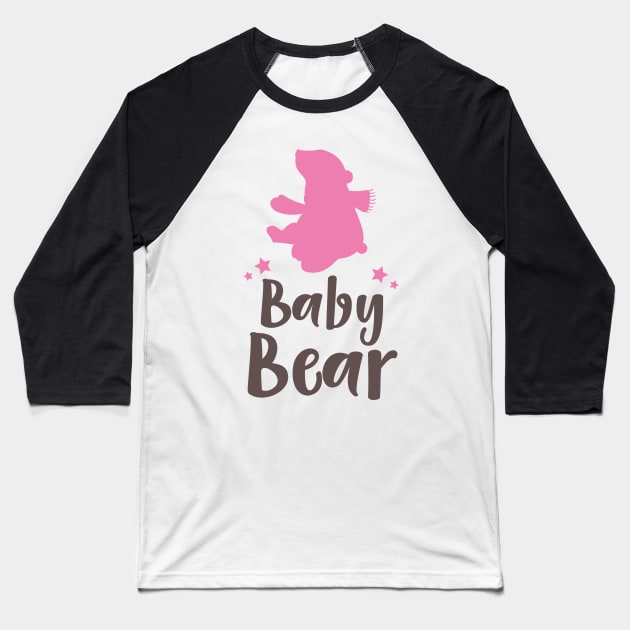 Baby Bear, Bear Cub, Cute Bear, Little Bear - Pink Baseball T-Shirt by Jelena Dunčević